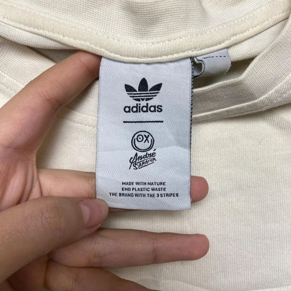 Adidas T-Shirt Mens Large Beige The World Needs Love Graphic Casual Outdoor Tee